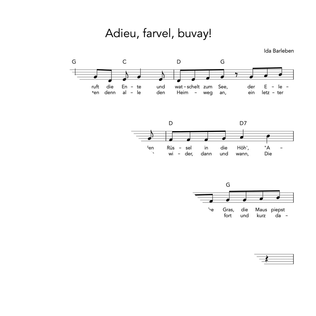 Adieu, Farvel, Buvay!