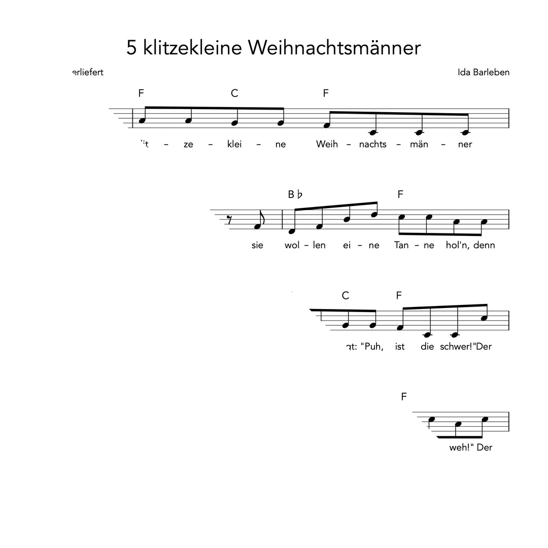 Fünf klitzekleine Weihnachtsmänner