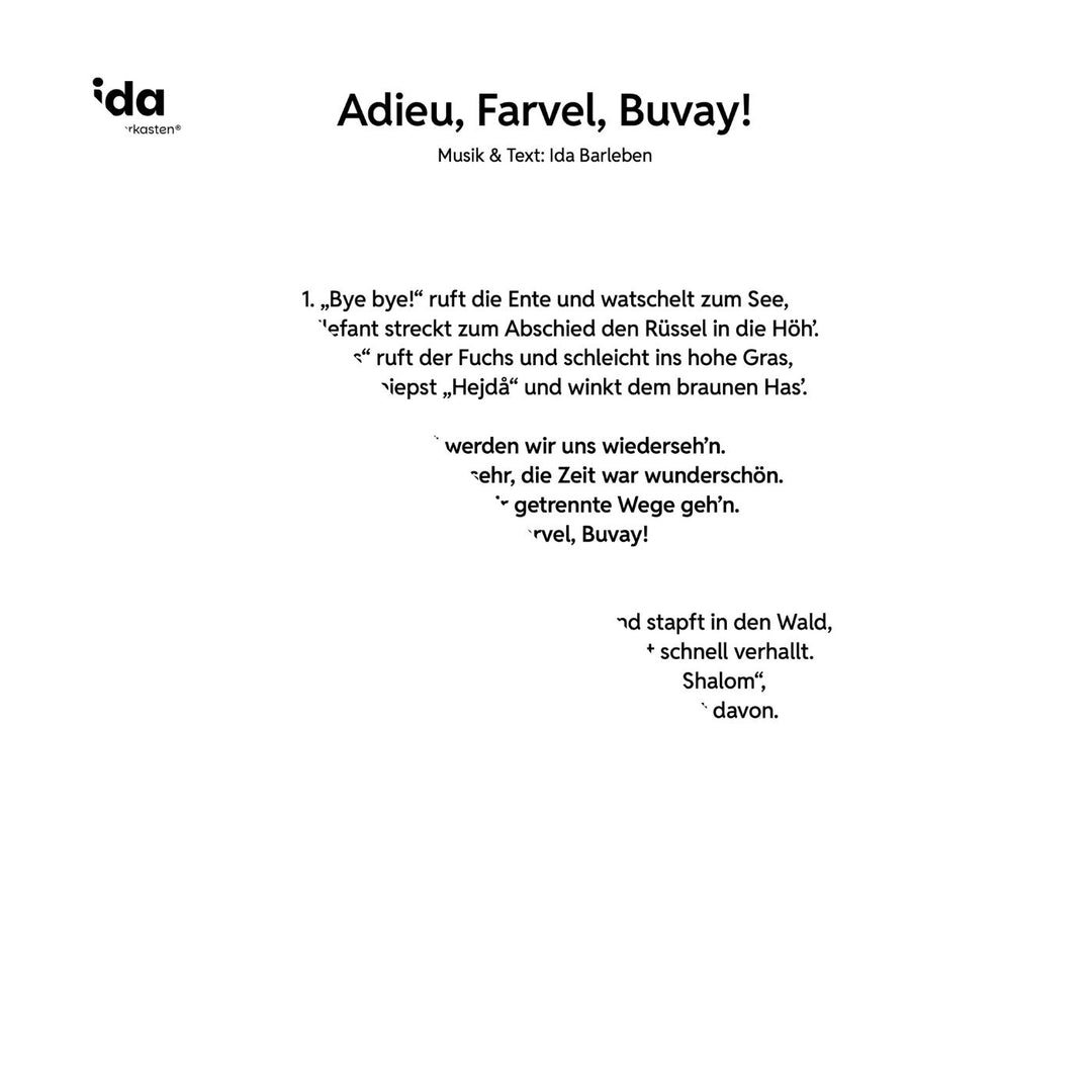 Adieu, Farvel, Buvay!
