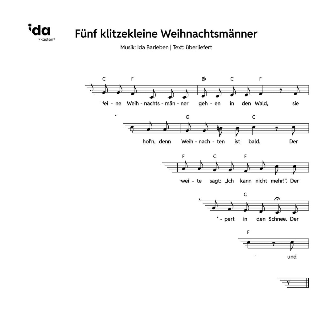 Fünf klitzekleine Weihnachtsmänner